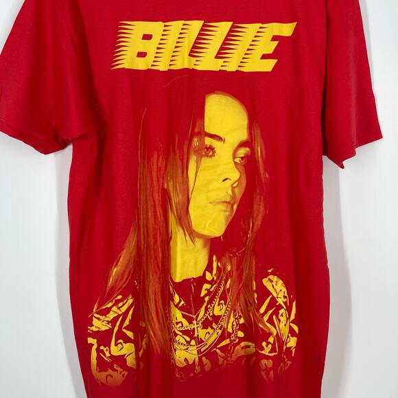 Billie Eilish Official Portrait Tee Racer Red T-Shirt XS NWOT - Picture 4 of 6